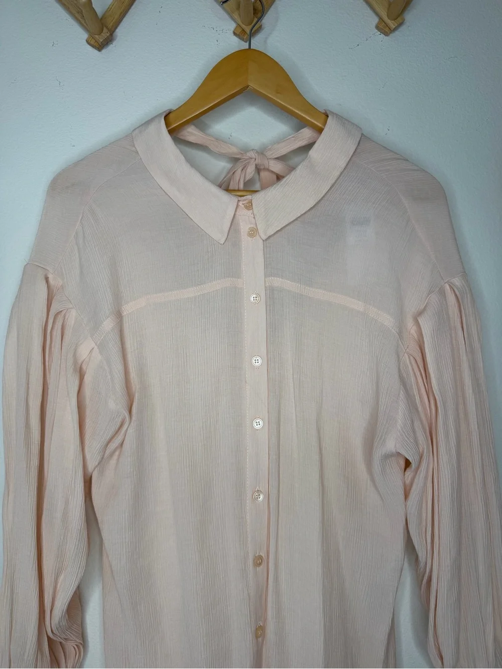 New Topshop Tie Back Oversized Shirt Blush Pink Size 4